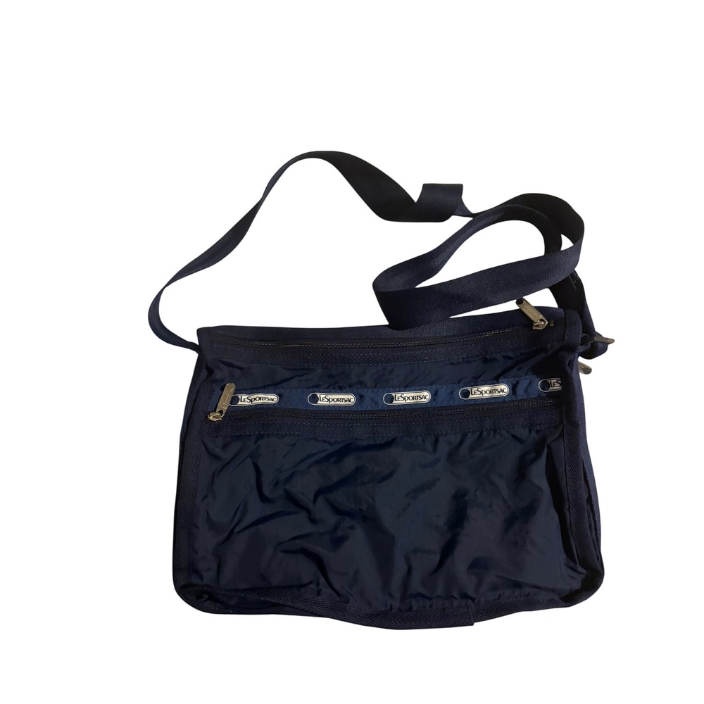 LeSportsac Crossbody Bag Messenger Navy Blue Nylon Multi-Pocket Adjustable Strap